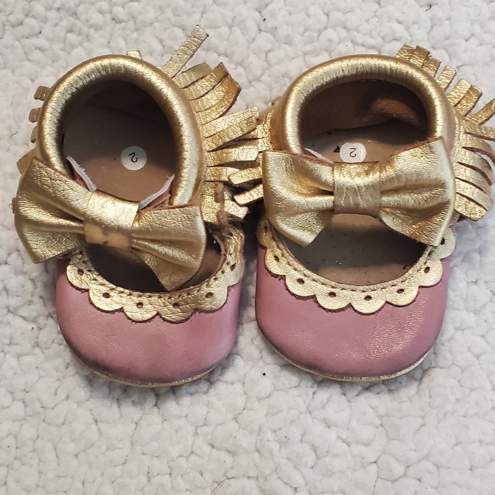Gold and Pink Kids Shoes - Picture 2 of 4